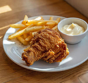Crispy Fried Chicken 1 Piece + French Fries ( Small ) + Veg Tandoori Mayonnaise