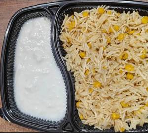 Chana dal khichdi + curd + pickle