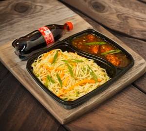 Hakka Noodles + Manchurian Gravy + Coke