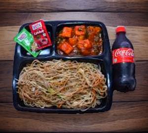 Hakka Noodles + Paneer Chilly Gravy + Coke