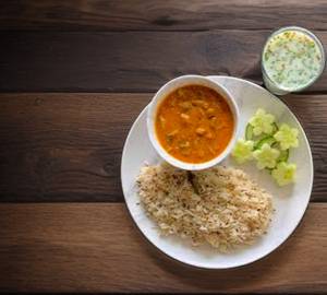 Jeera Chawal + Dal Fry + Butter Milk