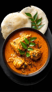 2 velleppam + chicken curry