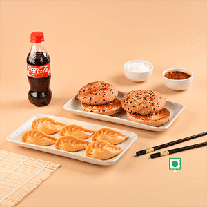 Veg Kraft Steam Momo 6Pc + Peri Peri Bun Toast 2Pc + 1 Coke 250ML