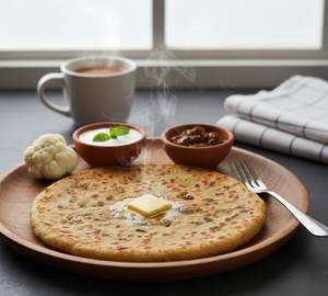 1 Desi Ghee Gobi Pyaaz Paratha with 1 butter