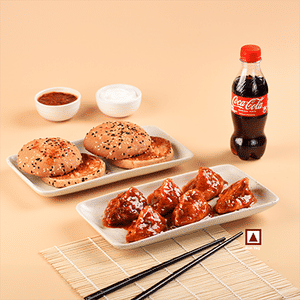 Chk Panfried Momo InSweet Chilly 6P+BunToast 2Pc+1 Coke 250ML