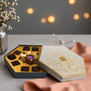 ZOROY Bling Hexagon Hamper | Almond Rochers & Lotus Metal T-light