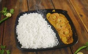 Rice with chingri malai curry