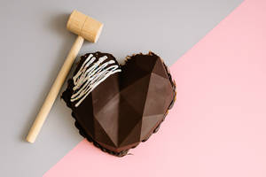 Dark Chocolate Heart Pinata Cake Eggless