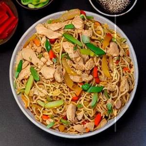 Spicy Chicken & Egg Noodle Rice Mixed