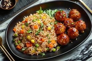 1 Veg Fried Rice with Manchurian Gravy [Half]