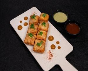 Mutton Masala Lukhmi, Sweet Ginger & Mint Chutney