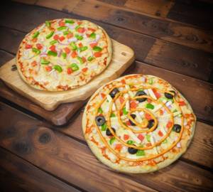 American pizza and veg cheese pizza