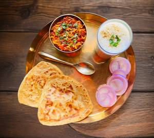 Panner Butter Masala With 4 Butter Tawa Roti + Masla Chaach