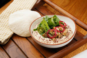 Grilled Mushroom Hummus Salad
