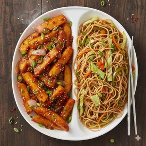 Chilli Potato + Veg Noodles