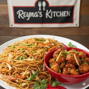 Veg Noodles + Chicken Manchurian