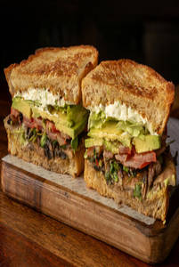 Grilled Mushrooms & Avocado Sandwich