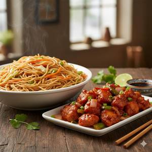 Veg Noodles + Chilli Chicken