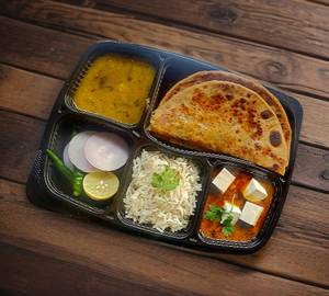 2 onion paratha with chole sabji with rice