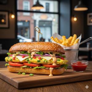 Long bun egg sandwich