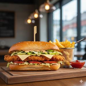 Long bun chicken sandwich