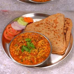 Paratha with sev pyaj sabji