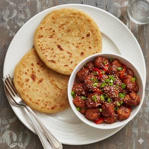 2 Paratha + Chicken Manchurian
