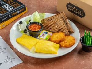 Keto Cheese Chili Egg Omelette Breakfast Plate