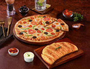 Planet Green Pizza [10" Large] + Garlic Bread &...