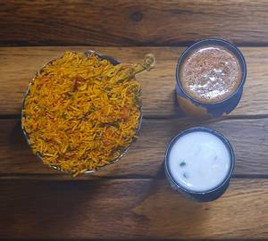 Chicken Biryani With Raita & Salan (half 2 pice chicken)