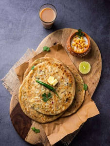 Mix Paranthas With Pickle & White Butter