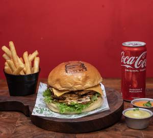 Quad smash chicken burger+fries