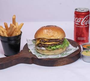 Smash lamb burger+fries