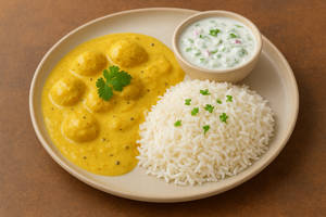Kadhi Chawal With Boondi Raitaa