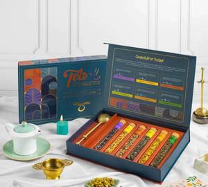 Tea Treasure Tea Gift Set | 6 Teas In Glass Tubes With Brass Infuser