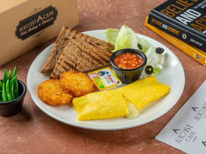 Cheese Chili Egg Omelette Breakfast Plate