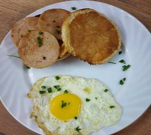 Fried Egg with chicken Salami