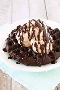 Chocolate with ice cream waffle