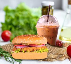 Burger cold coffee fries combo