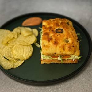 Basil Paneer Pesto Focaccia Sandwich