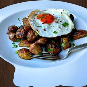 Poached Egg With chicken sausage