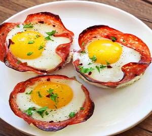 Poached Egg with chicken Salami