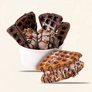 Waffle With Ice Cream And Ice Cream Sundae