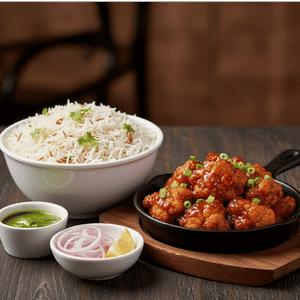Jeera Rice + Gobi Manchurian (Half Portion)