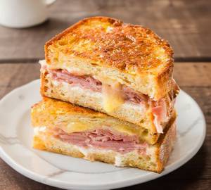 French toast with chicken salami