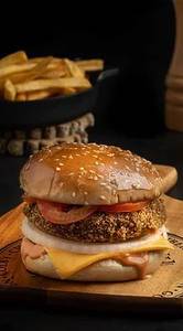 Aloo tikka bugr+ french fries