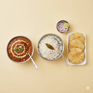 Chola masala + Papad + Jeera rice                                                                         
