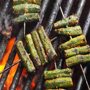 Charred Grilled Okra