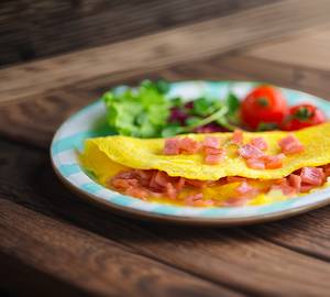 Chicken cheese omelet with chicken Salami