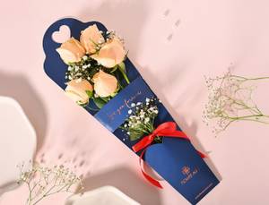 Peach Roses in A Premium Sleeve